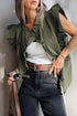 Ruffle Shoulder Detail Button Front Sleeveless Utility Vest